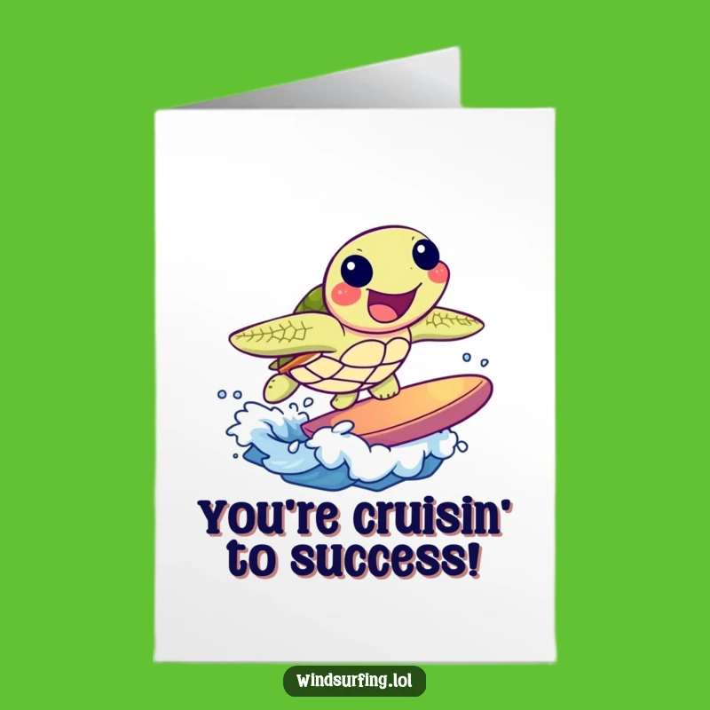 Free Printable Congrats Card Surfing Turtle Character Success Downloadable Gift