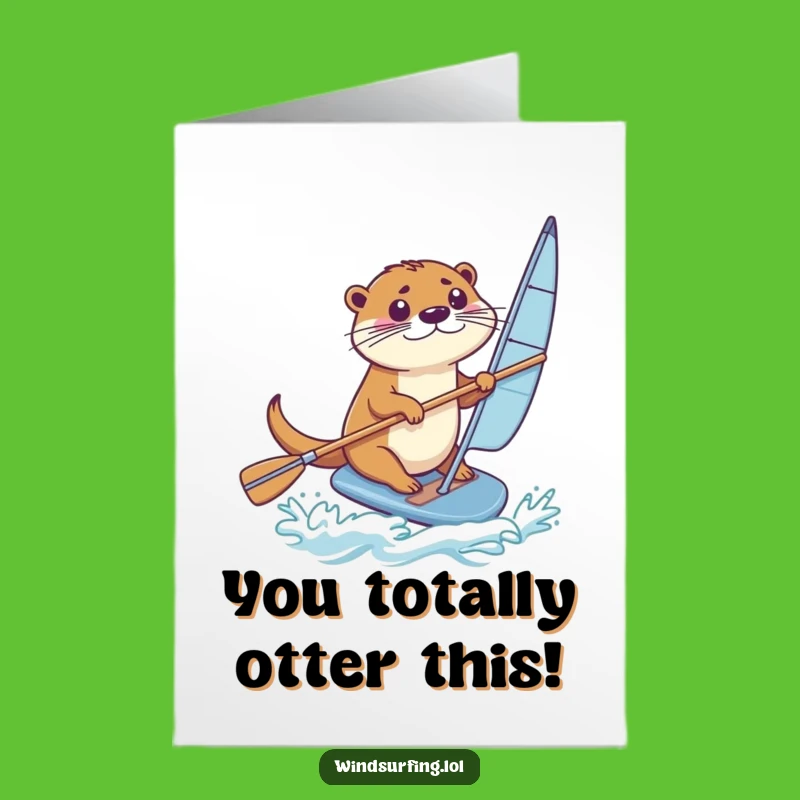 Free Printable Congrats Card: Otter Windsurfer, Hilarious Downloadable Gift