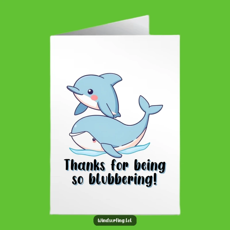 Free Printable Dolphin Whale Thank You Card - Funny Ocean Downloadable Gift!