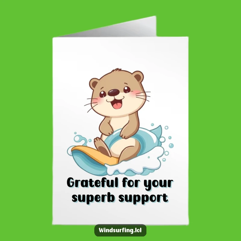 Free Printable Thank You Card: Otter Wave Rider - Downloadable Gratitude Gift