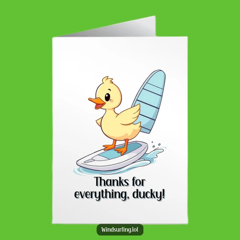 Free Printable Thank You Card: Wobbly Duck Windsurfer, Hilarious Downloadable Gift
