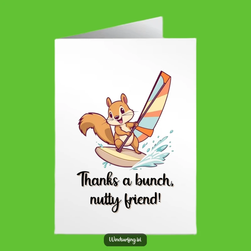 Free Printable Thank You Card: Funny Squirrel Windsurfer, Unique Downloadable Gift!