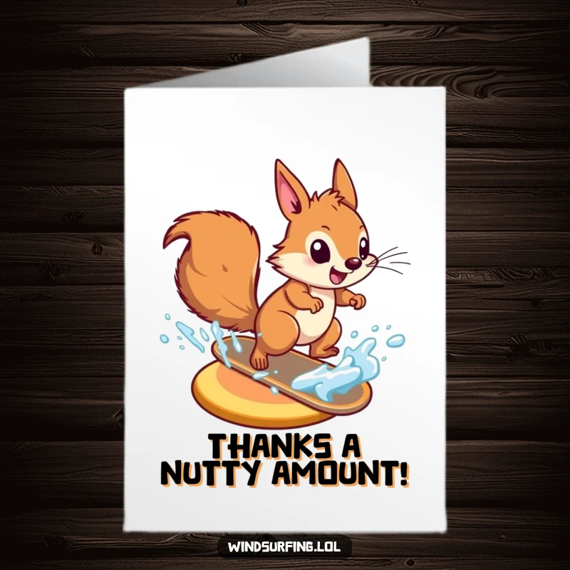 Funny Free Printable Squirrel zooming on a board, a speedy and humorous way to say thank you.