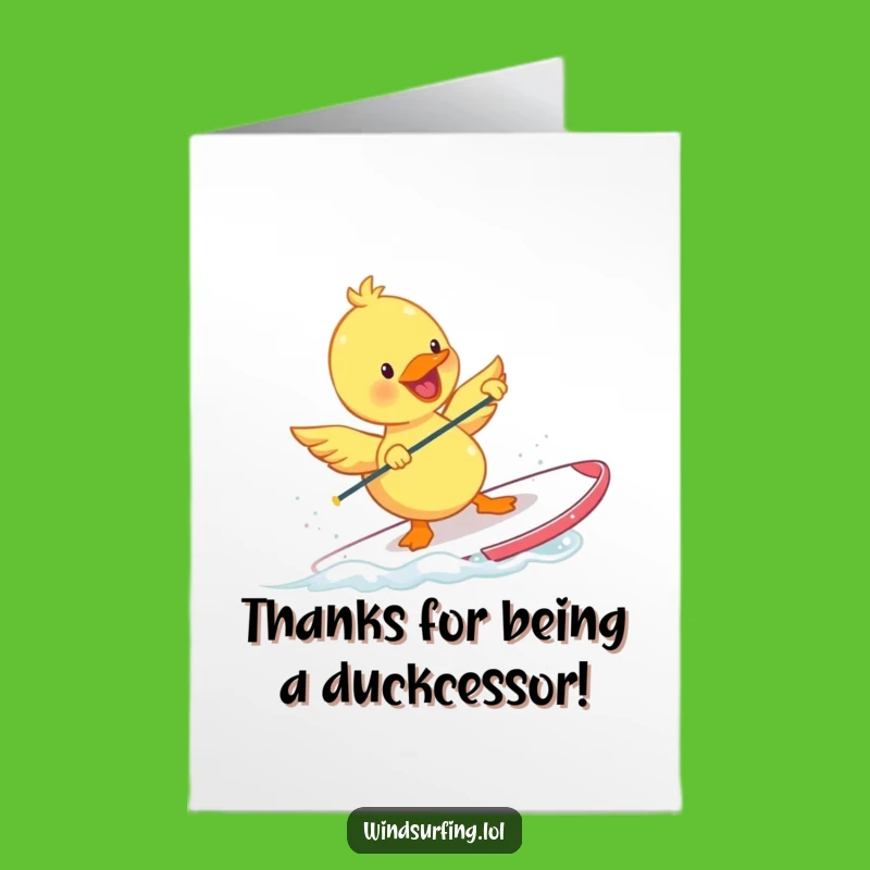 Free Printable Duckling Windsurfing Thank You Card - Funny Downloadable Water Gift!