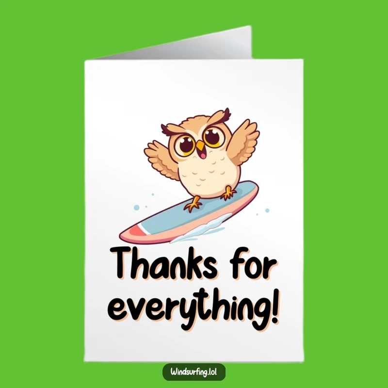 Free Printable Owl Thank You Card - Funny Downloadable Note for a Big Mishap