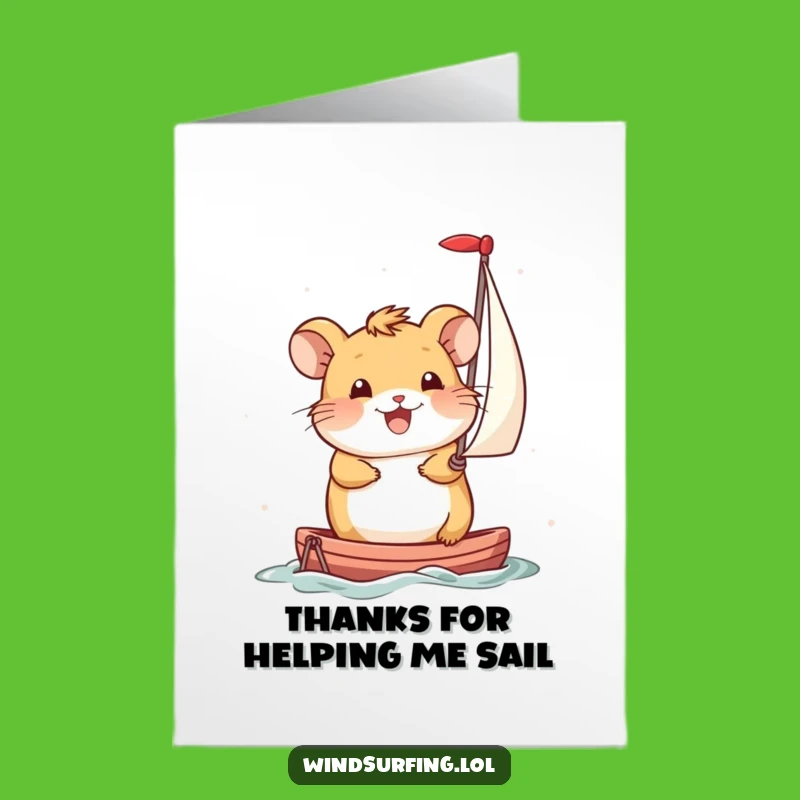 Free Printable Thank You Card: Hamster Sail Power - Funny Gratitude Gift