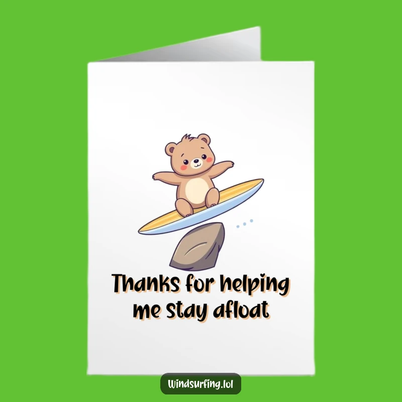 Free Printable Thank You Card: Grateful Surfing Bear, Downloadable Appreciation Gift