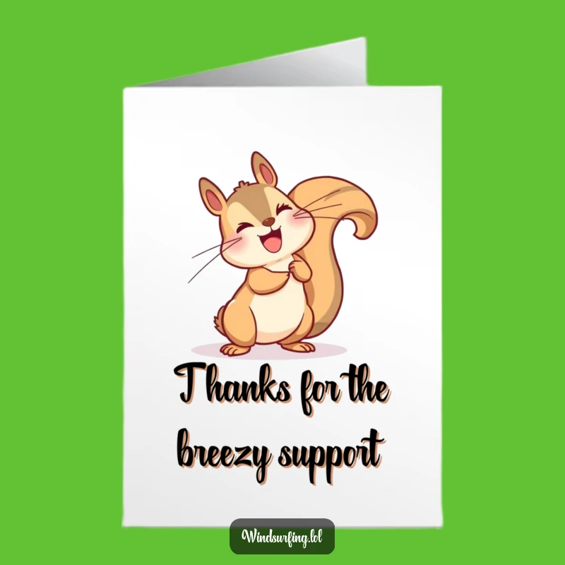 Free Printable Thank You Card: Windblown Squirrel, Dramatic Gust, Downloadable Gratitude