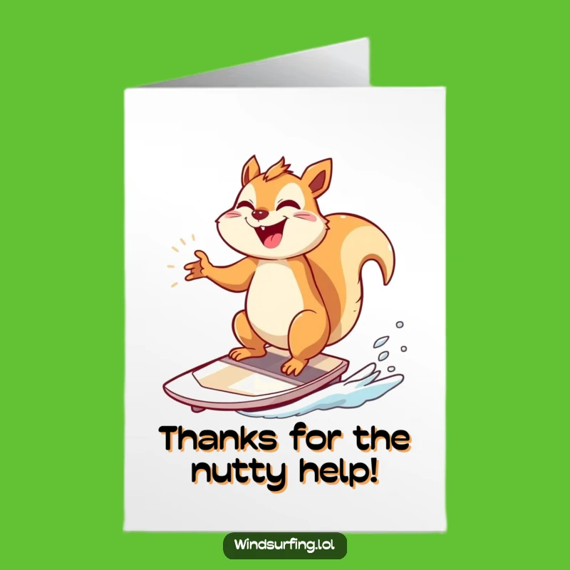 Free Printable Thank You Card: Giggling Squirrel Windsurfer, Hilarious Downloadable Gift