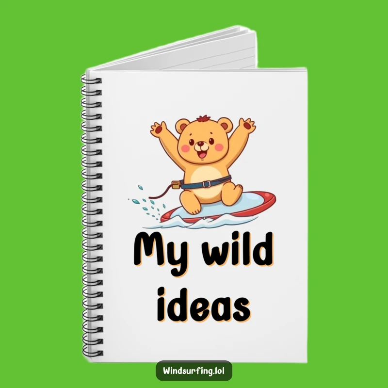 Funny Happy Bear Windsurfing Notebook - Jot Down Your Adventures
