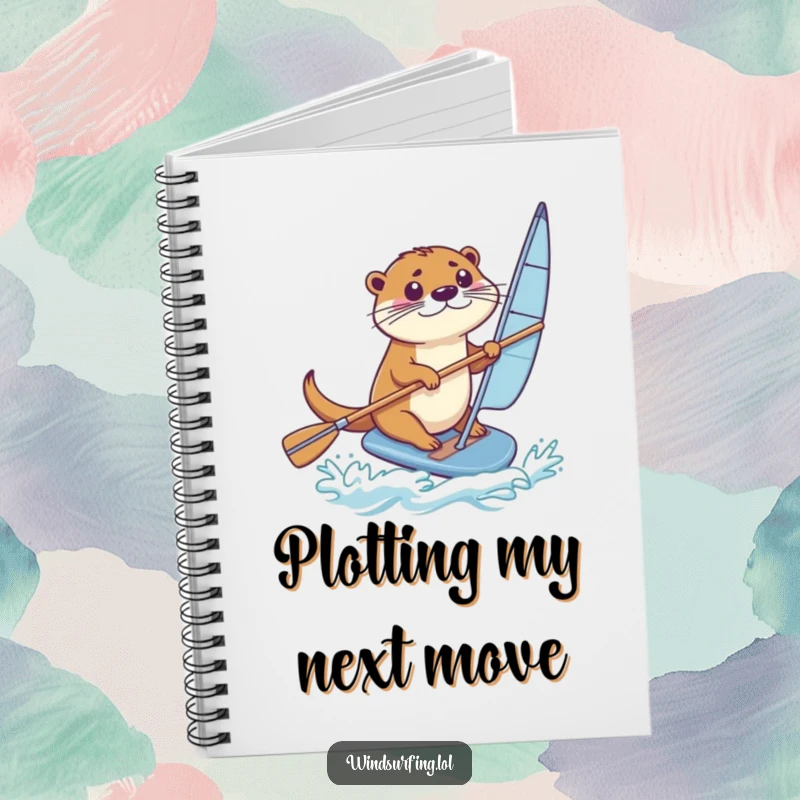 Funny Notebook: An otter steers a windsurfing board with a paddle, perfect for your funny notes.