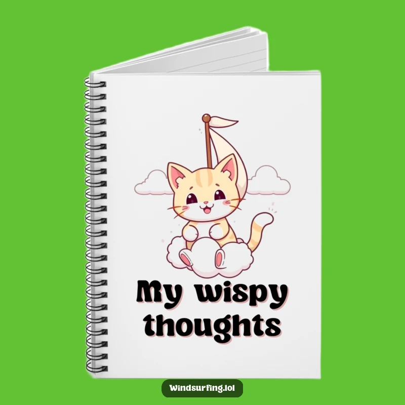 Funny Smiling Cat Cloud Sail Notebook - Dreamy Feline Journal