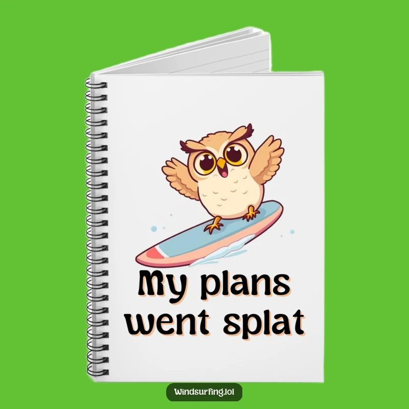 Funny Surprised Owl Windsurf Notebook - Hilarious Journal, Perfect for Notes and Gifts