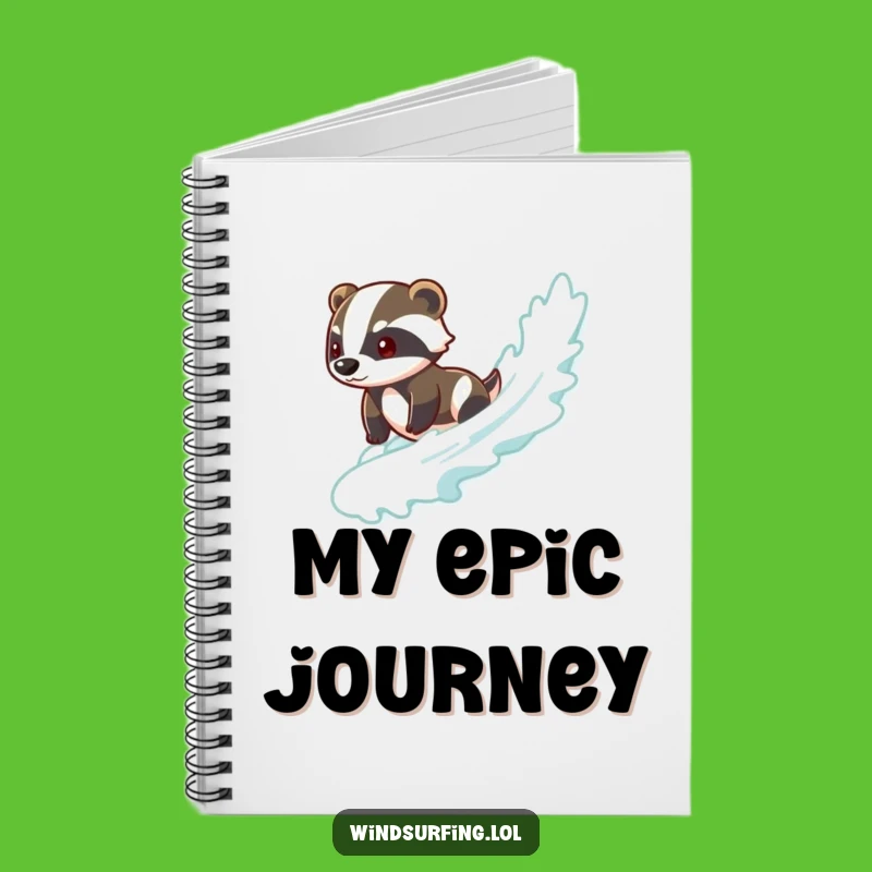 Funny Brave Badger Surf Notebook - Cool Journal, Perfect for Ideas and Gifts