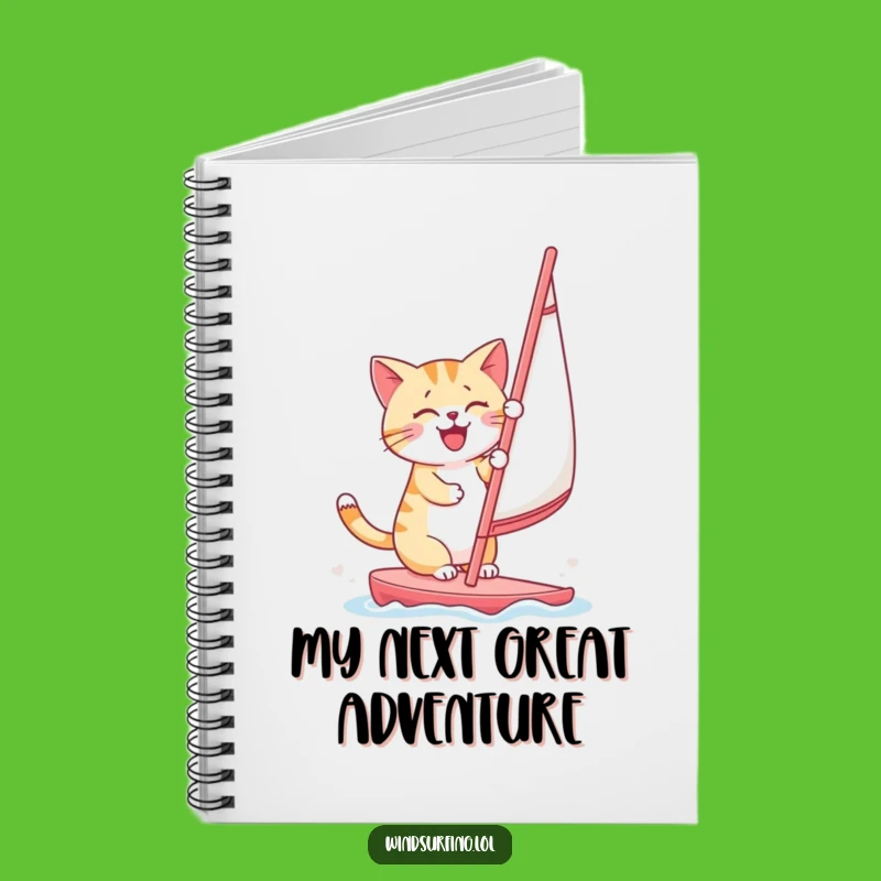 Funny Cat Windsurfing Notebook: Cheerful Kitty Sailor Journal Gift