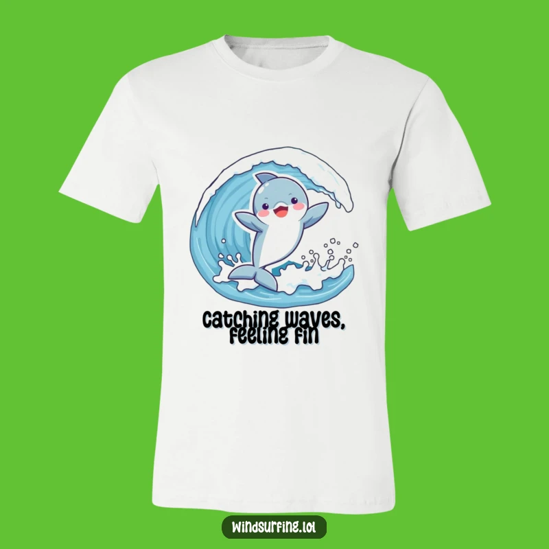 Funny Dolphin Wave T-Shirt: Joyful Dolphin Catching Surf Tee