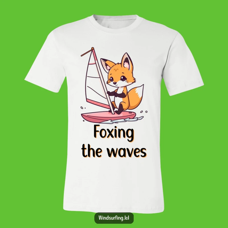 Funny Fox Windsurfer T-Shirt: Curious Vixen's Playful Sailing, Hilarious Gift