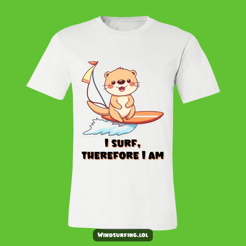 Funny Otter Surfing T-Shirt: Hilarious Happy Otter Riding Waves Gift