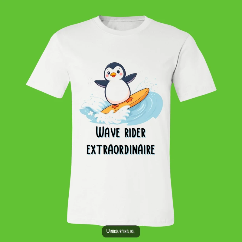 Funny Penguin Windsurfing T-Shirt: Playful Wave Rider Tee for Surfers