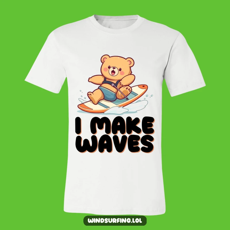 Funny Clumsy Bear Windsurfing T-Shirt: Hilarious Tumble Graphic Tee Gift!