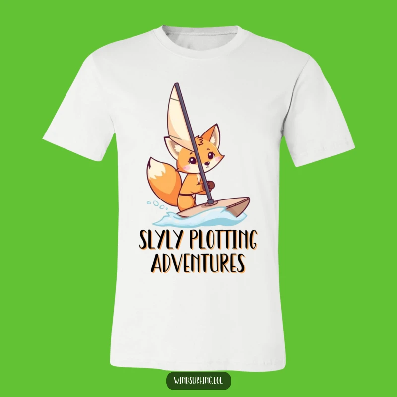 Funny Fox Windsurfer Tee: Curious Peeker - Adventurous Humor Gift