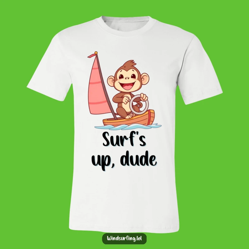 Funny Excited Monkey Sailboard T-Shirt: Hilarious Tee for Thrill Seekers!
