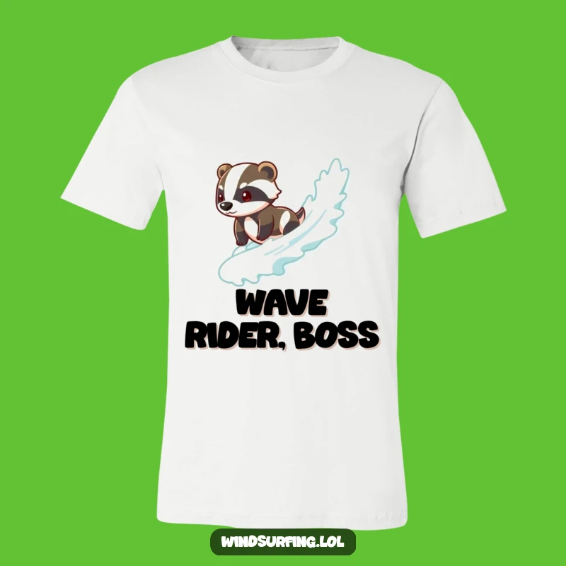Funny Brave Badger Surf T-Shirt - Cool Animal Tee, Perfect Funny Gift for Surfers