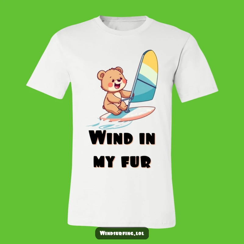 Funny Bear Cub Windsurf T-Shirt: Ride the Waves of Laughter
