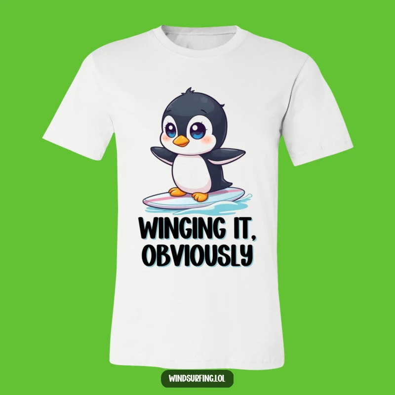 Funny Penguin Surf T-Shirt: Wide-Eyed Wobbler for a Hilarious Look