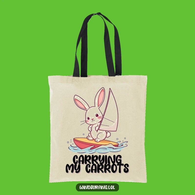 Funny Windsurfing Rabbit Tote Bag: Carry Your Essentials with Hare-y Charm and Humor