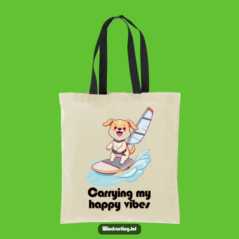 Funny Happy Dog Windsurf Tote Bag: Carry Your Fun Gear with Canine Enthusiasm, Great Funny Gift!