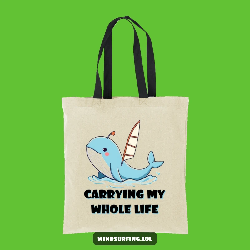Funny Whale Windsurfing Tote Bag - Carry Your Laughs in Style