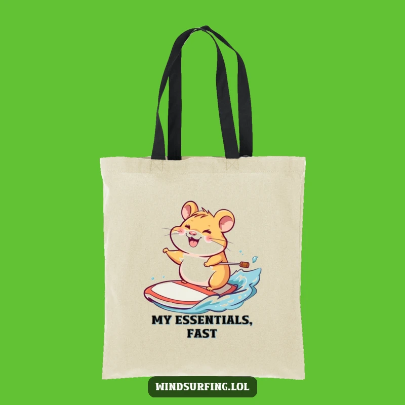 Funny Hamster Windsurf Tote Bag: Carry Your Smiles with This Grinning Design