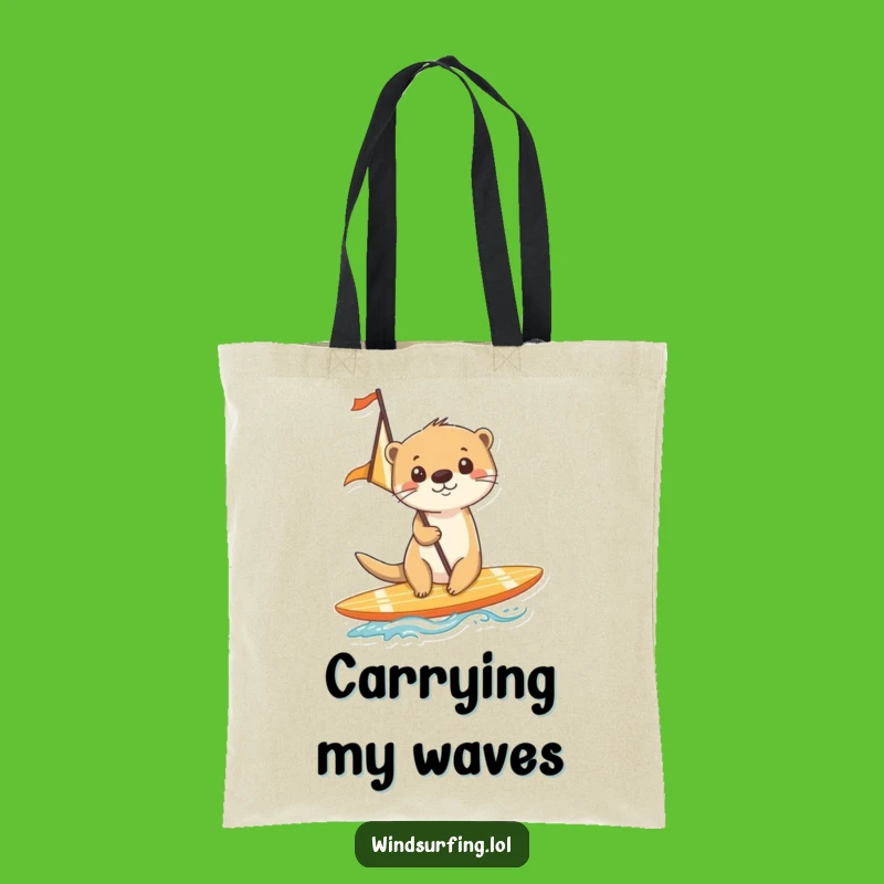 Funny Otter Surfing Tote Bag: Carry Your Beach Vibes with this Funny Gift