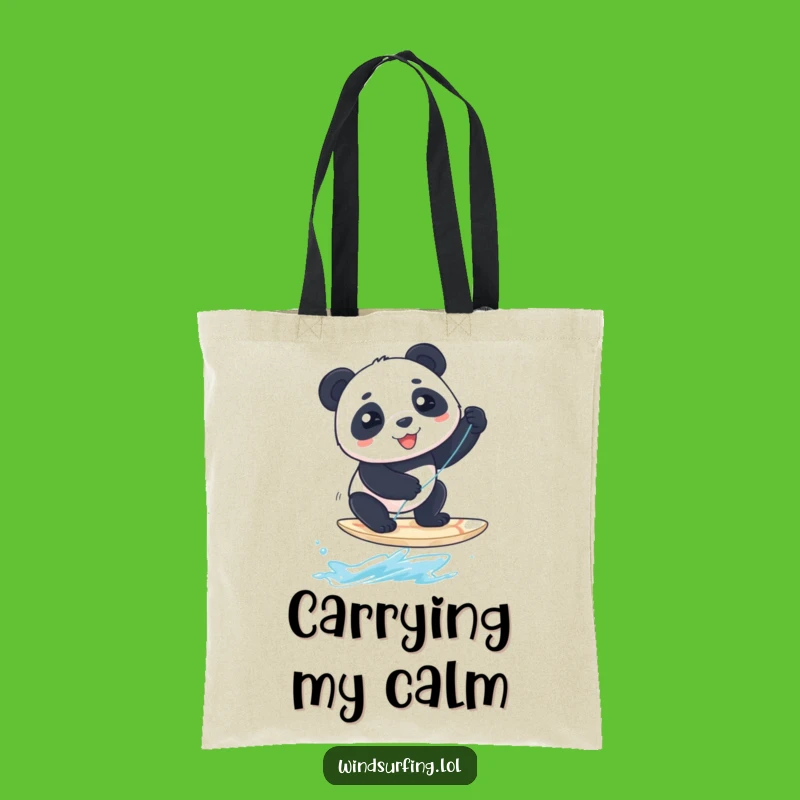 Funny Panda Windsurfer Tote: Carry Your Gear with Panda-Sized Laughs, An Awesome Funny Gift