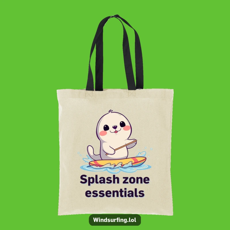 Funny Seal Windsurfing Tote Bag: Carry Your Laughs with a Splashing Seal