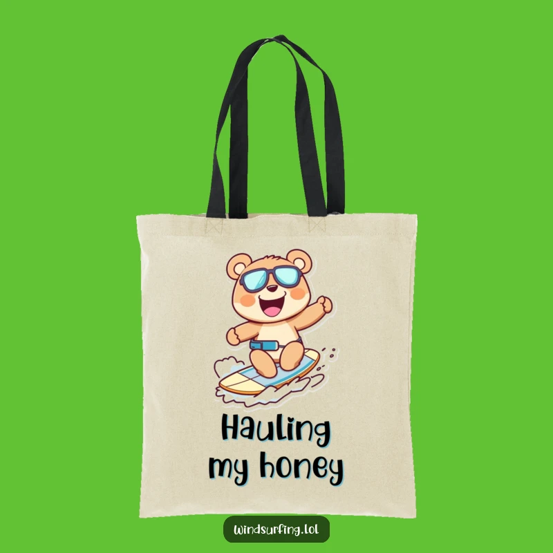 Funny Windsurfing Bear Tote Bag: Carry Your Essentials with Ursine Charm and Humor