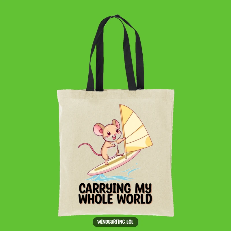 Funny Windsurfing Mouse Tote Bag: Squealing Adventure - Humorous Gift Accessory