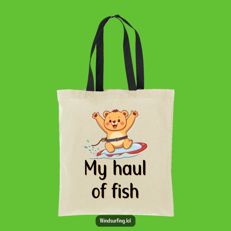 Funny Happy Bear Windsurfing Tote Bag - Carry Your Joyful Spirit