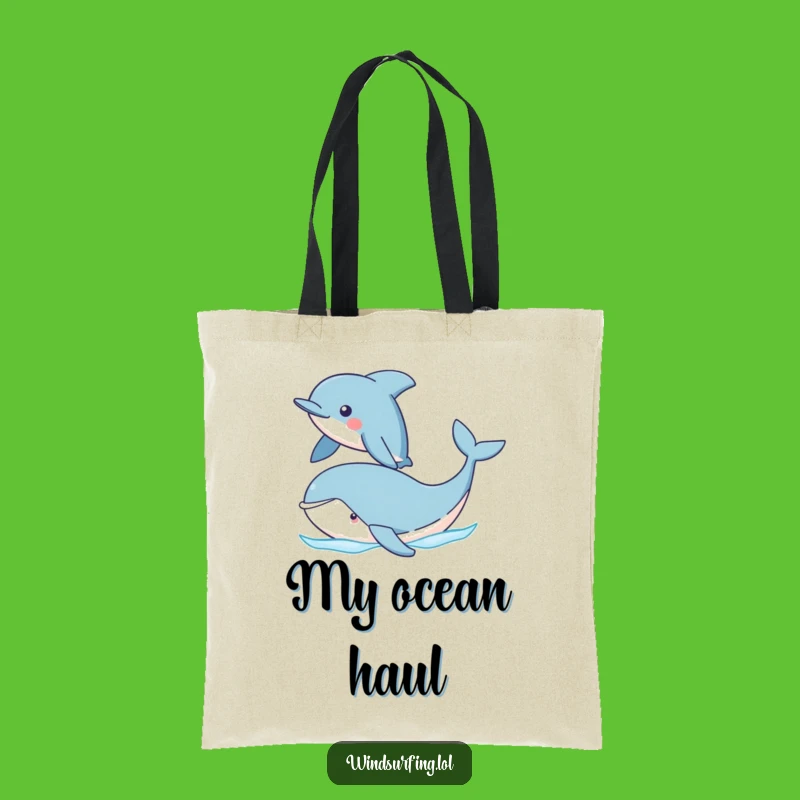Funny Dolphin Sailing Whale Tote Bag: Carry Your Ocean Love with Style