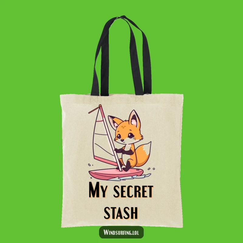 Funny Fox Windsurfer Tote Bag: Carry Your Playfulness with a Curious Fox
